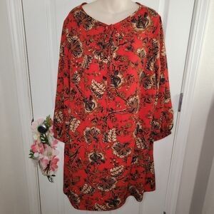 Tash + Sophie red floral shift dress 1x